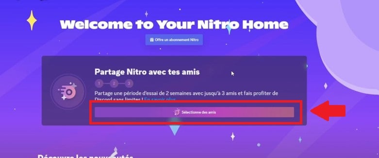 Screenshot du bouton pour partager Nitro avec un ami