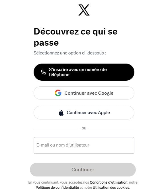 Puedes elegir entre registrarte a través de un servicio de terceros (Google, Apple) o mediante un número de teléfono o una dirección de correo electrónico.