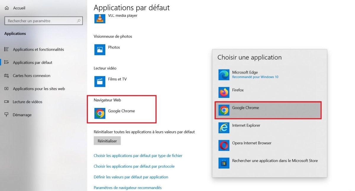 Wählen Sie Google Chrome aus der Liste aus, um den aktuellen Browser zu ersetzen.
