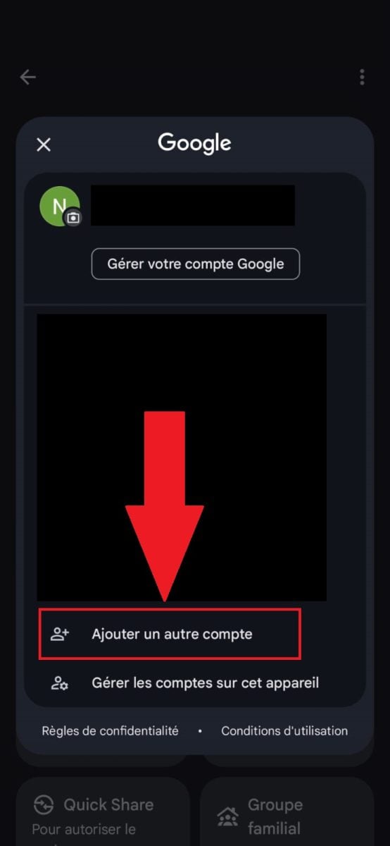 Ajouter un autre compte google sur le téléphone.