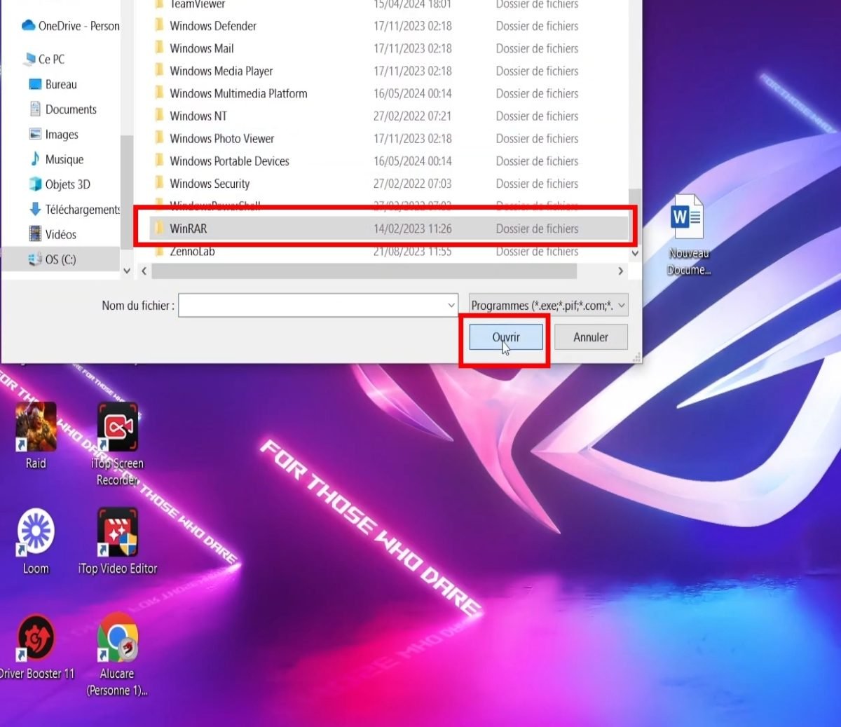 Åbn .docx-filen med WinRAR