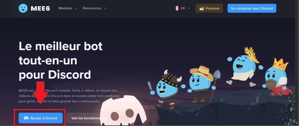 Screenshot du bouton pour ajouter MEE6 à Discord