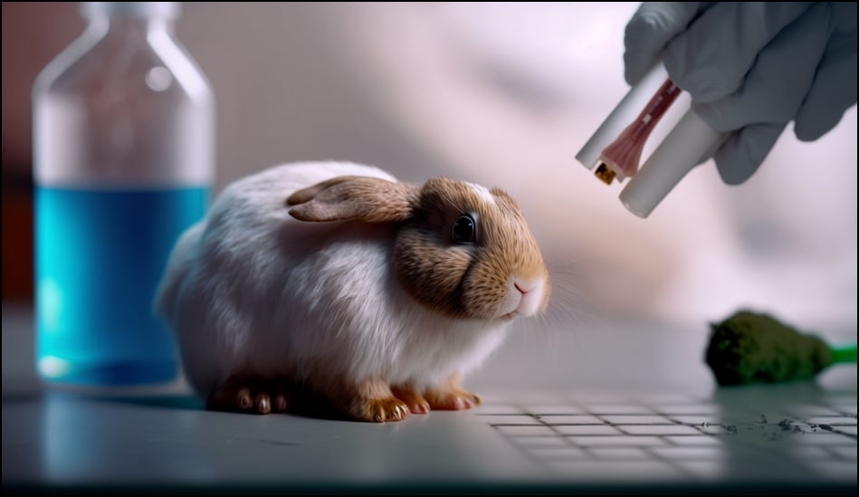 Picture illustration of a tested rabbit