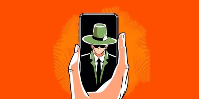 Illustration en image d'un espion sur téléphone