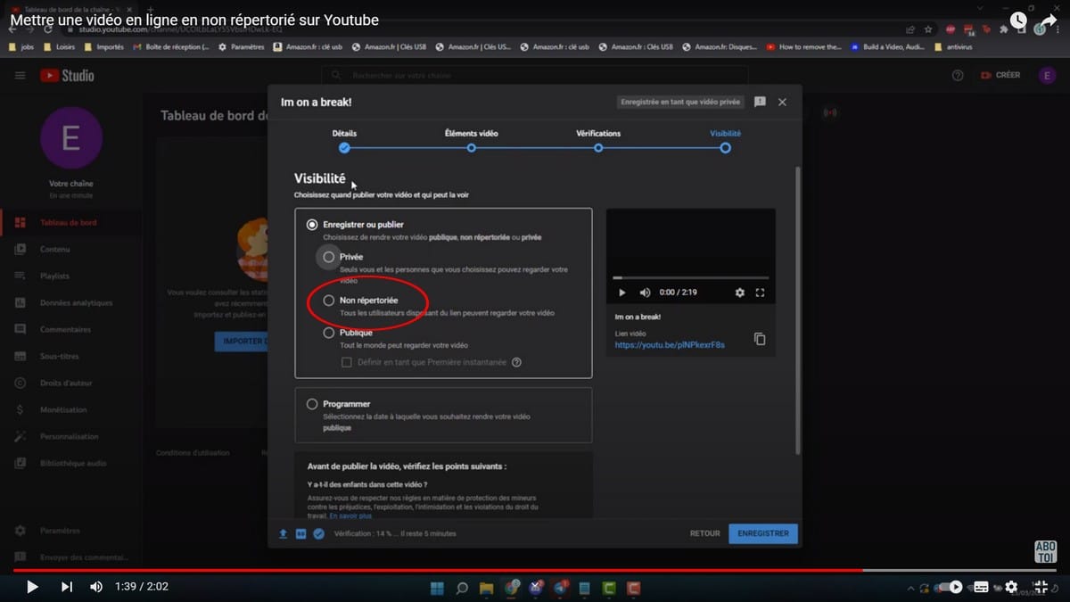 Option non répertoriée sur YouTube