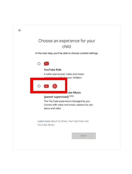 YouTube 和 YouTube 音乐选择