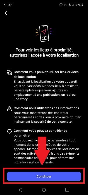 Fortsat mulighed for at aktivere lokationsbaserede tjenester på Insta