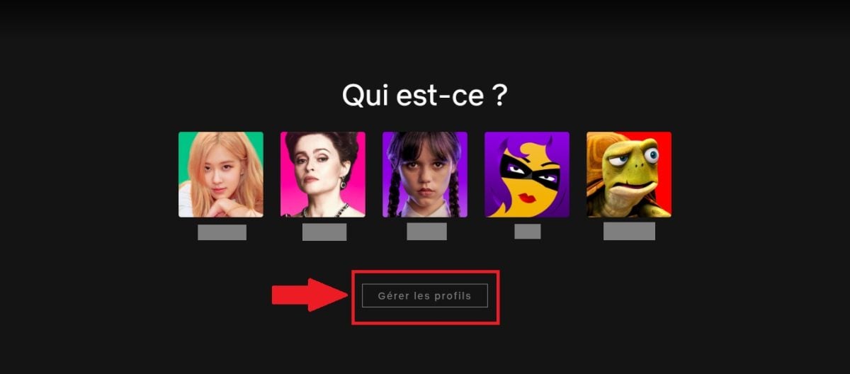 Чтобы удалить профиль Netflix, нажмите на MANAGE PROFILES (Управление профилями). 