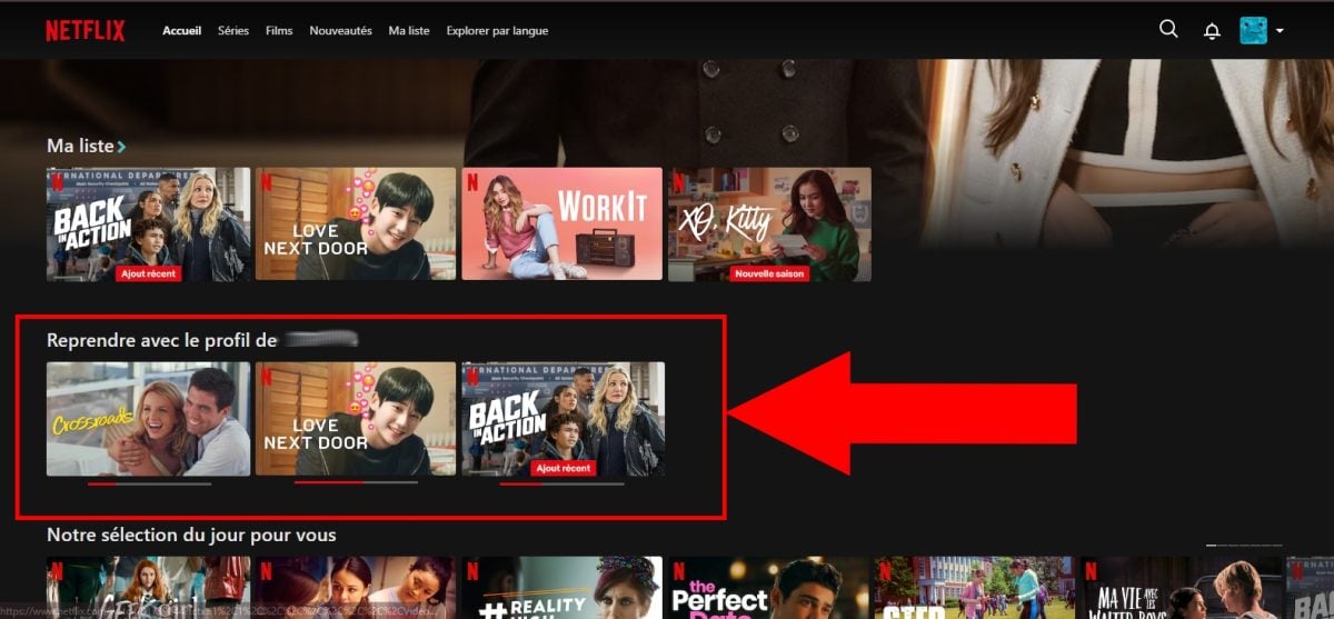 Reprendre la lecture avec un profil Netflix