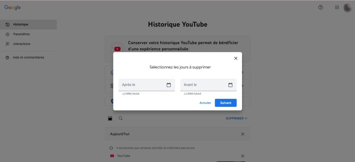 Borrar el historial de un rango personalizado