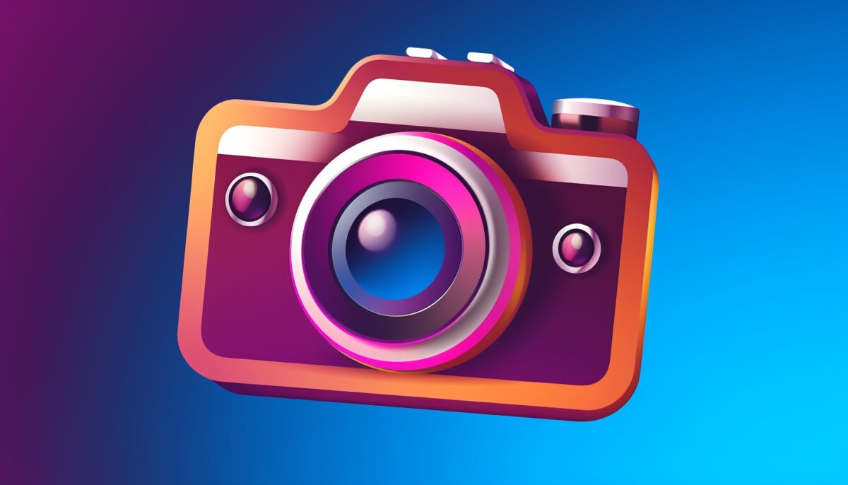 Image illustration of an instagram logo camera