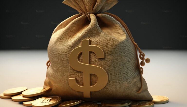 Illustration of a bag with dollars