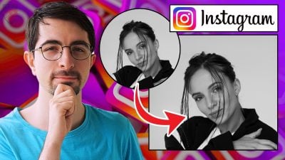 Ilustración de la ampliación de una foto en Instagram.