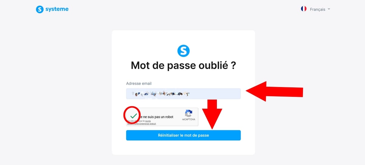 Inserir o endereço de correio eletrónico para redefinir a palavra-passe