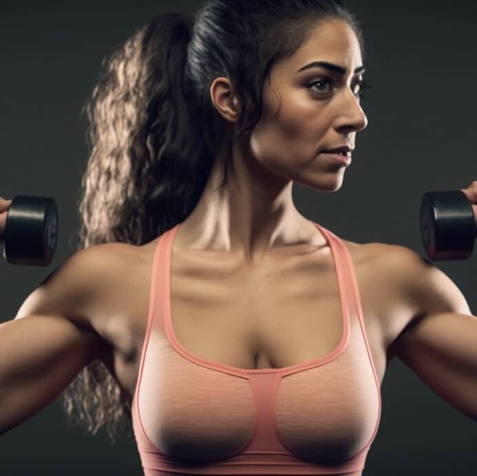 Illustration en image d'une femme qui fait un exercice perctoral