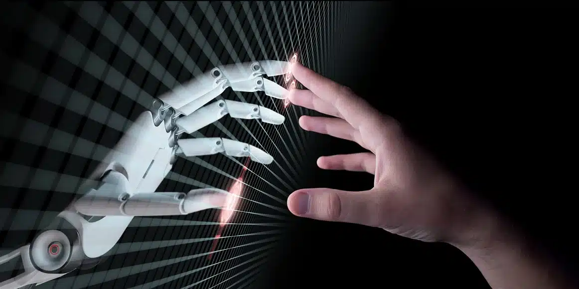 menneskehånd mod en robothånd