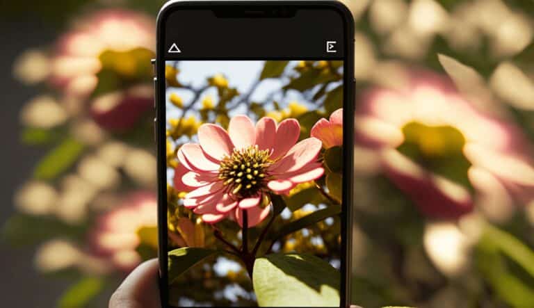 Ilustração de uma fotografia de uma flor num telefone