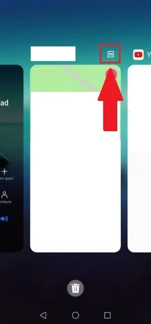 Android系统中由两个重叠矩形组成的多任务菜单。.