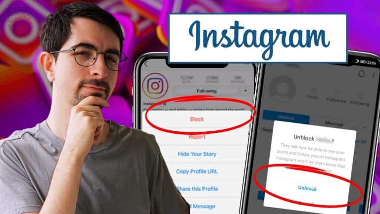 Ilustración de cómo bloquear y desbloquear a alguien en Instagram