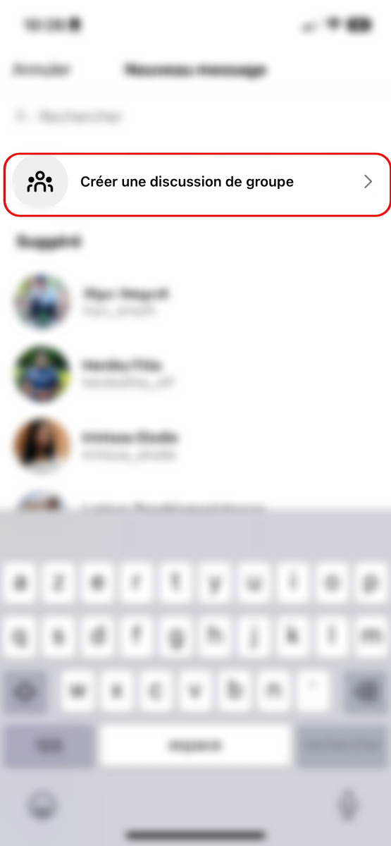 Bildliche Illustration eines Screenshots auf Instagram, um Schritt für Schritt zu zeigen, wie man eine Instagram-Gruppe erstellt. 