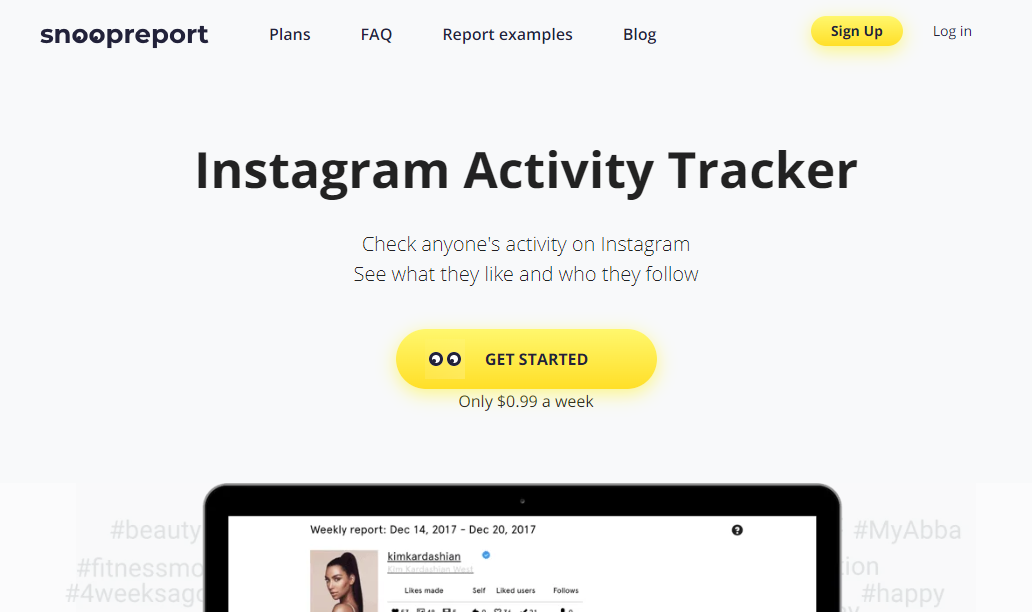 Основной интерфейс инструмента для просмотра отписок в Instagram: Snoopreport