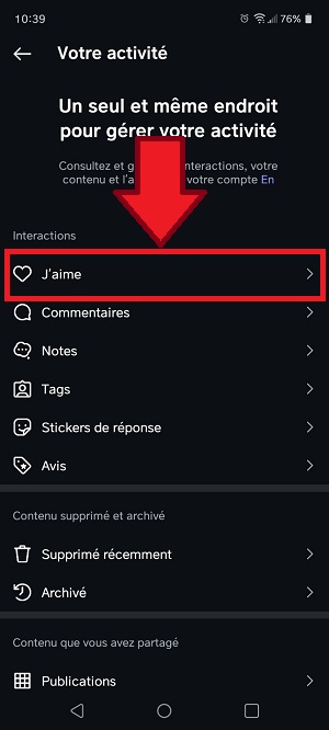 Vedere i "mi piace" sul proprio account Instagram con un telefono