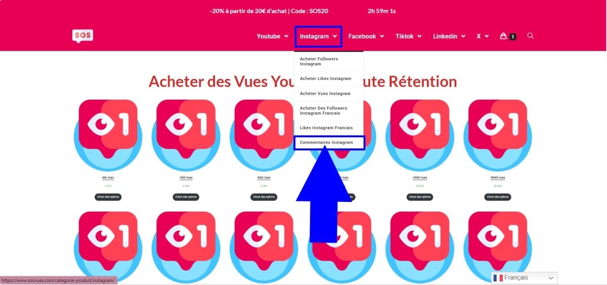 Elección de comentarios de Instagram en la página oficial de Sosvues