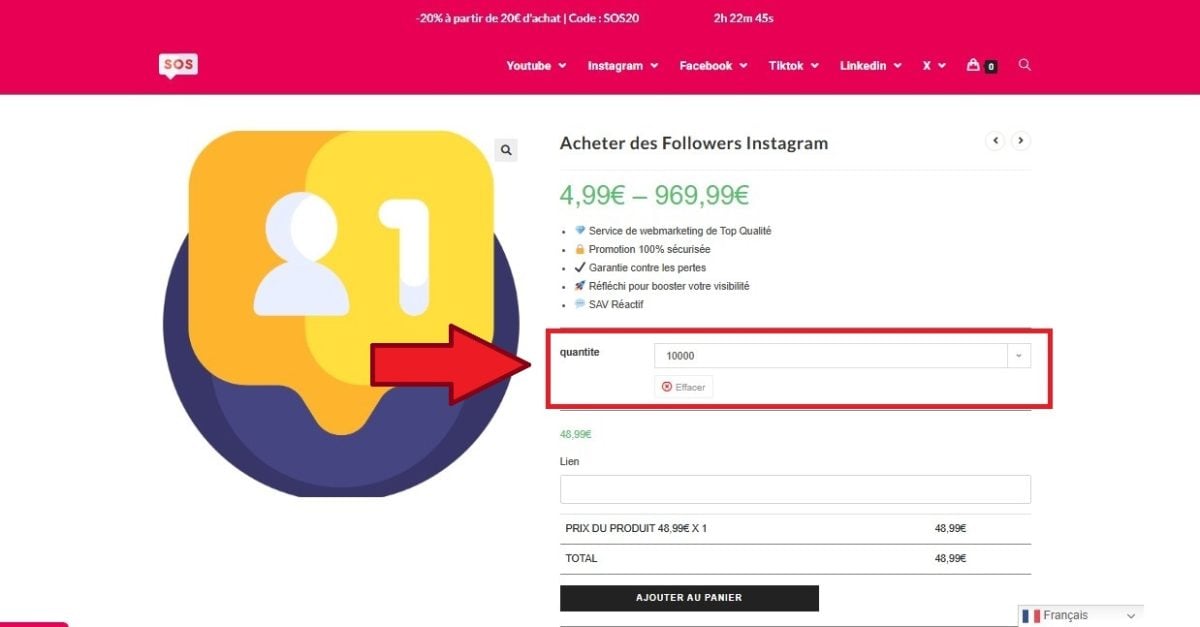 Jumlah pengikut Insta untuk dibeli di SosVues