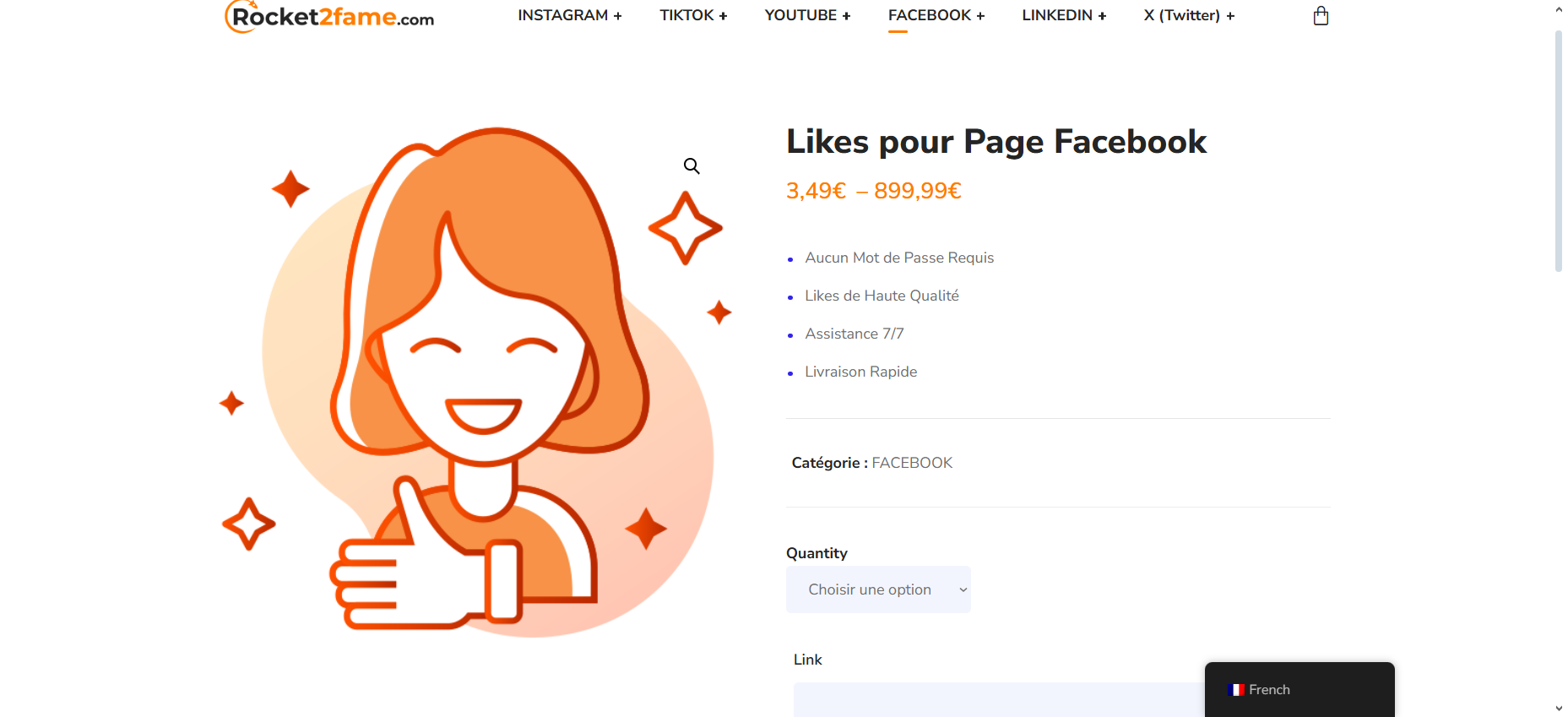 Avec Rocket2fame, obtenez des likes pour votre page Facebook dès 3,49 € !