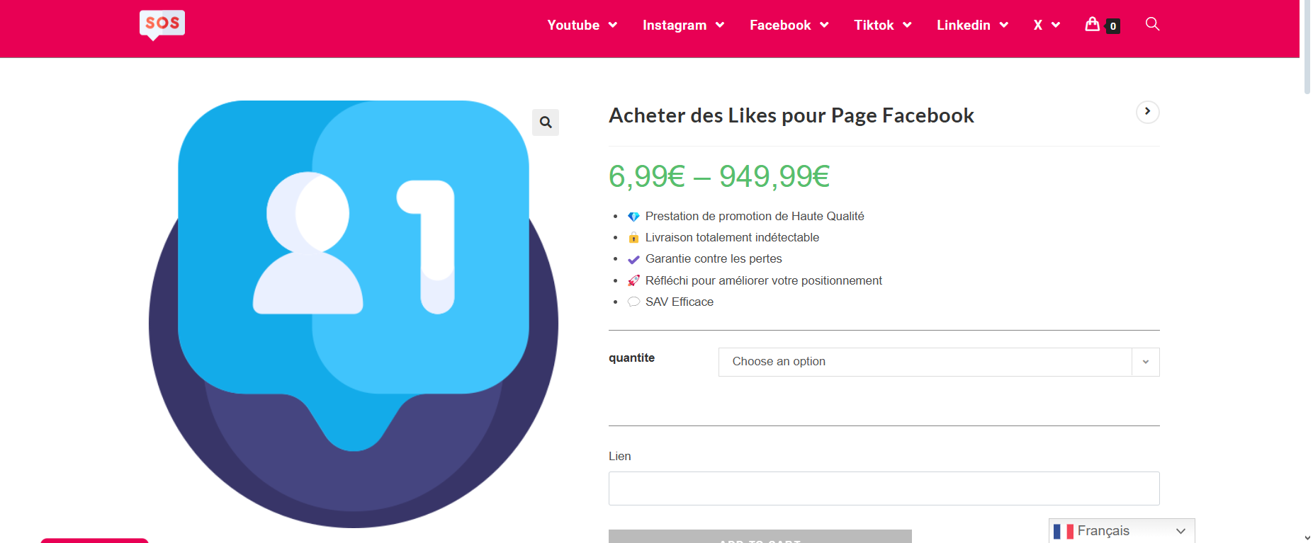 Avec Sosvues, achetez des likes dès 6,99 € pour votre page Facebook !