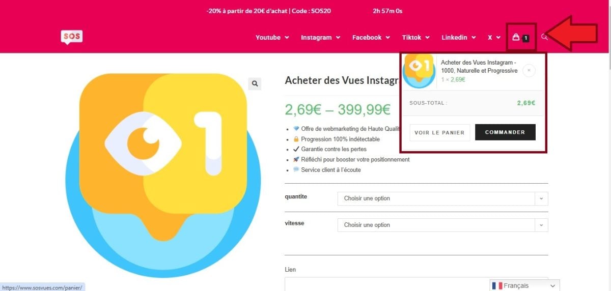 Bestil visninger i kurven på SosVues' hjemmeside