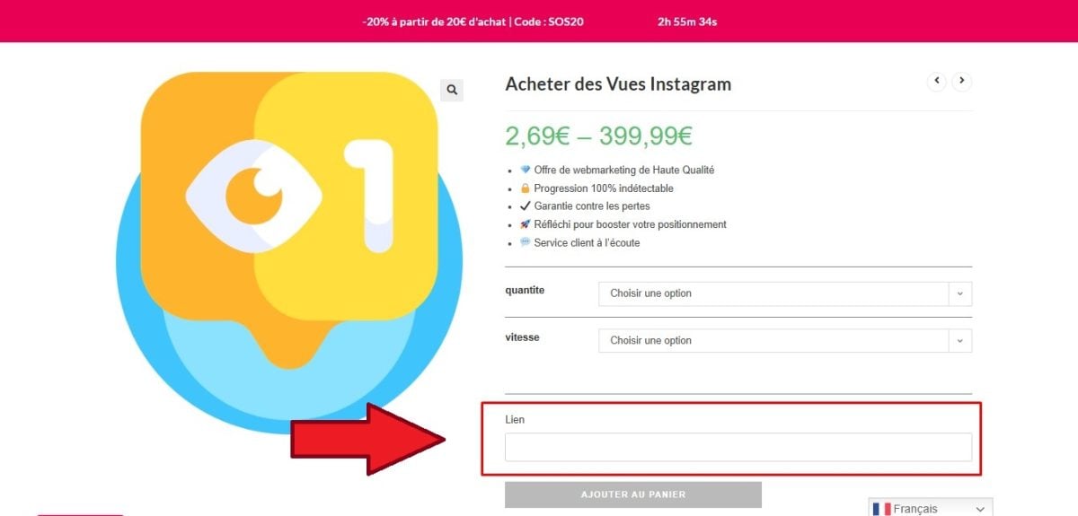 Link til det Insta-opslag, hvor du vil tilføje Instagram-visninger