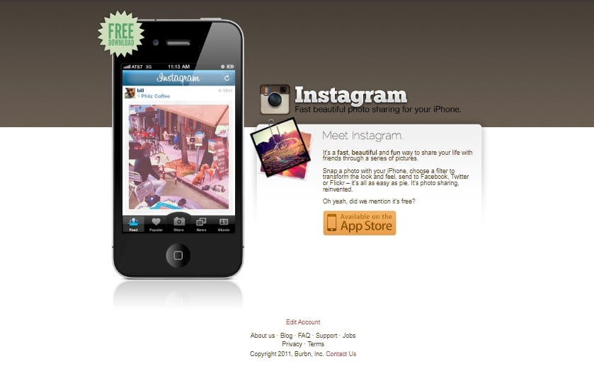 Instagram im Jahr 2011