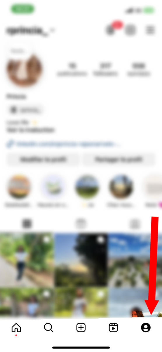 Imagem que mostra o passo em que tem de aceder ao seu perfil do Instagram 
