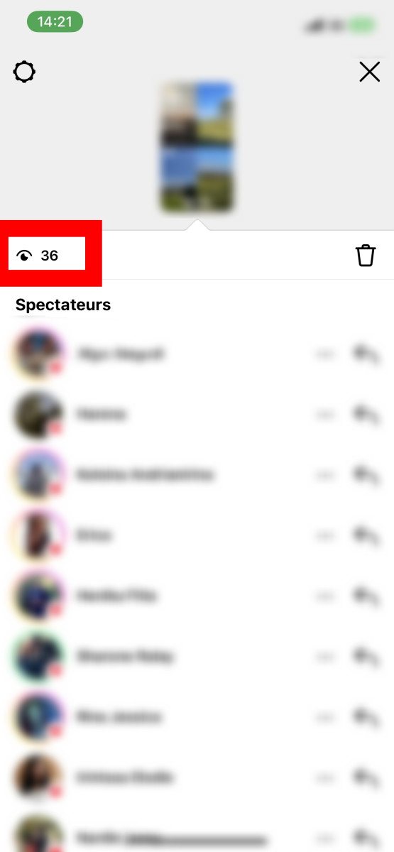 Billede, der viser, hvordan man ser antallet af seere på stories på Instagram. Andet trin 