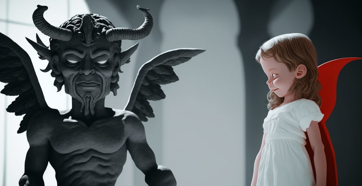 lystration i billedet af en engel og en dæmon