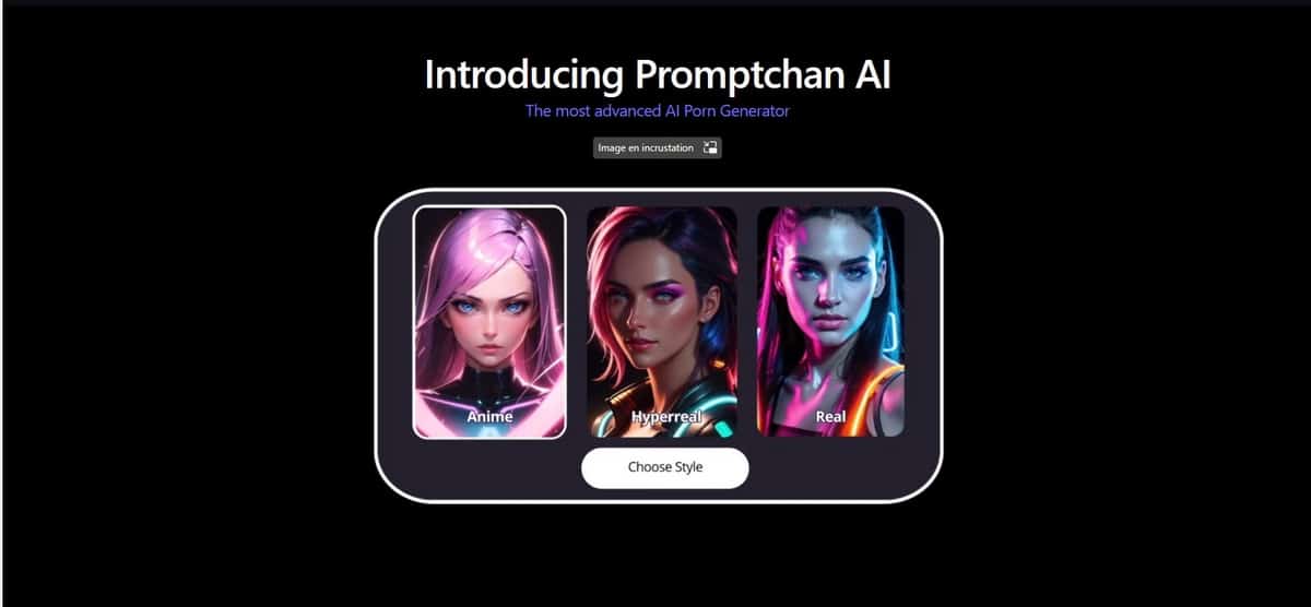 Ilustração da interface de fácil utilização do Promptchan AI