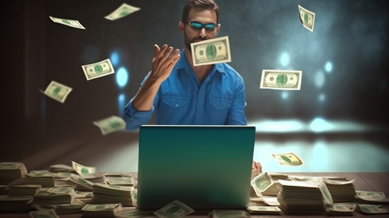 Illustration en image d'une personne qui a généré de l'argent en piratant