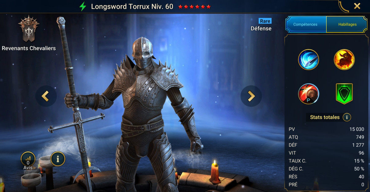 Mastery, grace and artifact guide on Torrux Longsword Torrux on RSL 