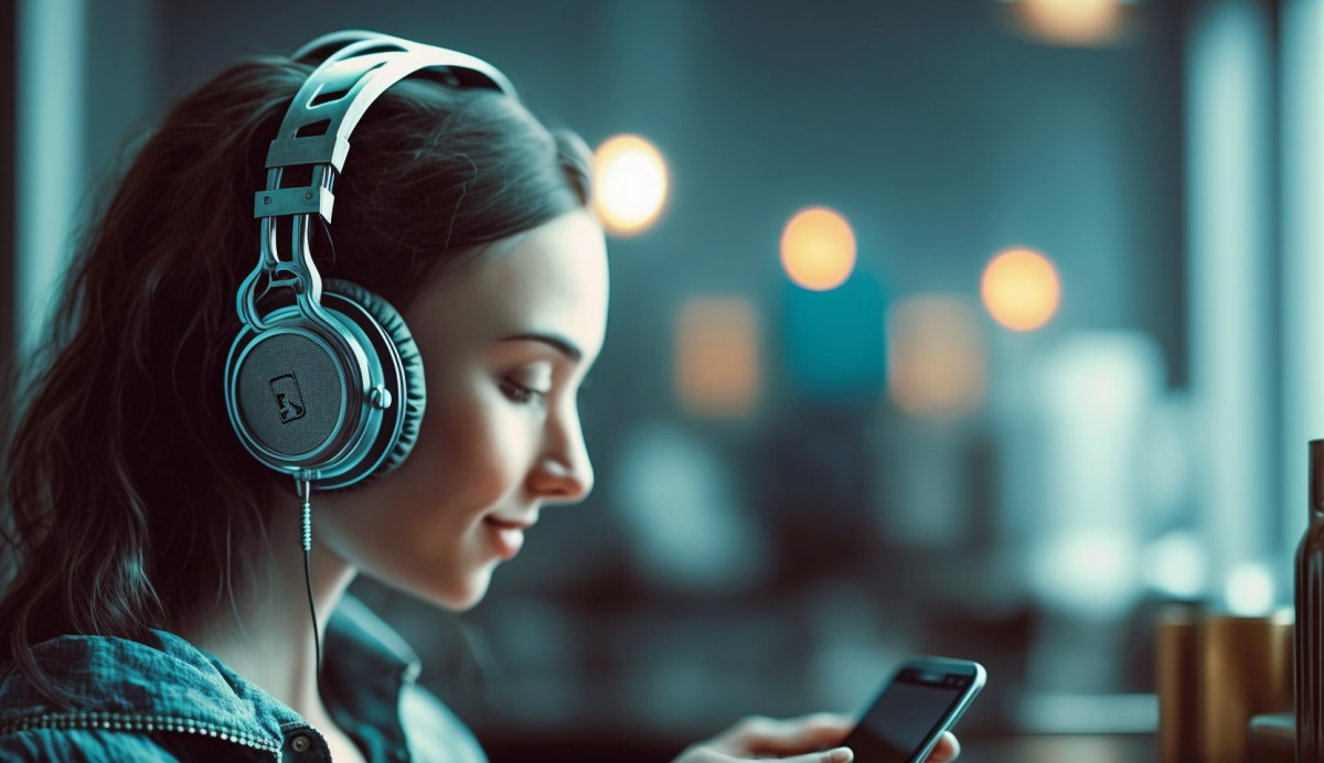 Illustration en image d'une fille qui écoute une musique MP3