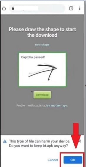 Confirmação de que o Mspy foi descarregado para o telemóvel da criança