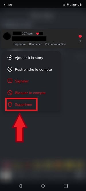 Eliminar un comentario en Instagram