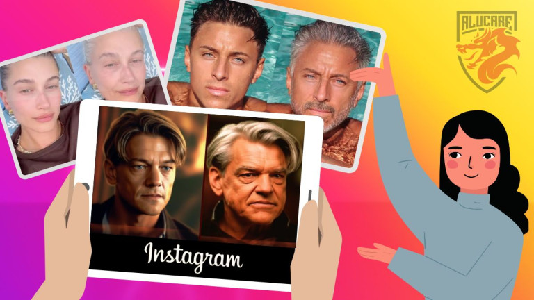 Ilustrasi gambar untuk artikel kami "Cara menggunakan filter penuaan di Instagram".