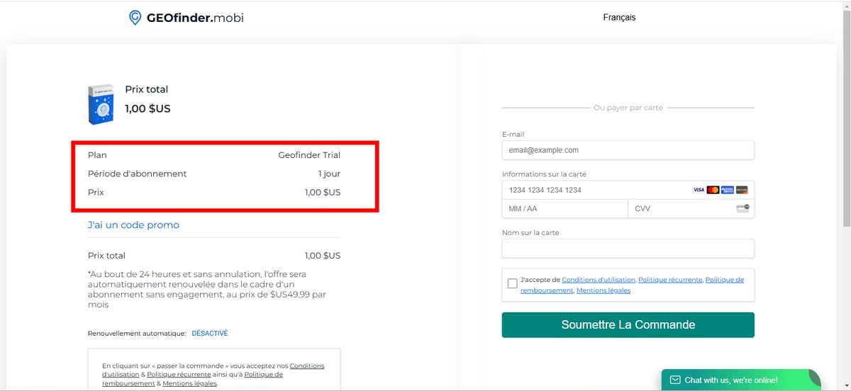 Скриншот пробной версии GEOfinder.mobi