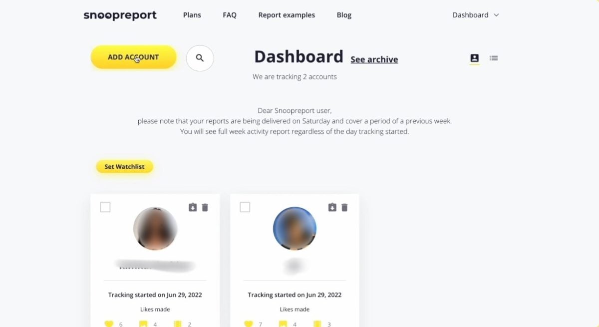 Interface de Snoopreport