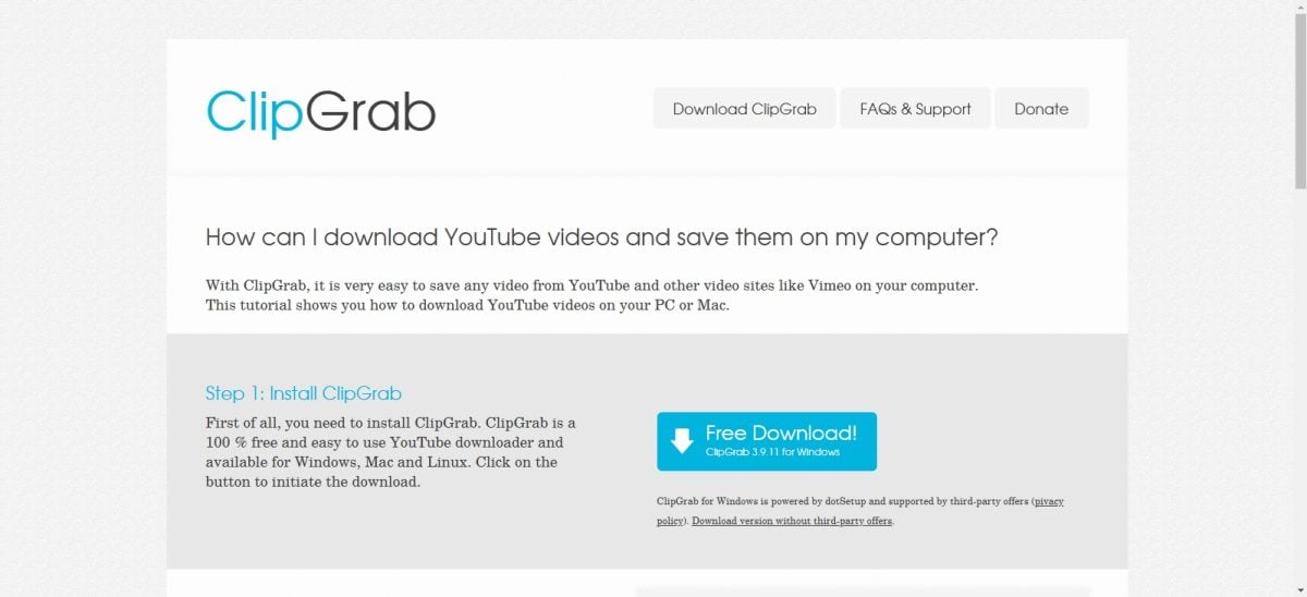Interfaz ClipGrab