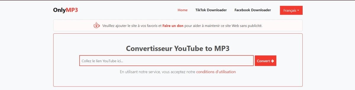 Sólo interfaz de convertidor MP3 