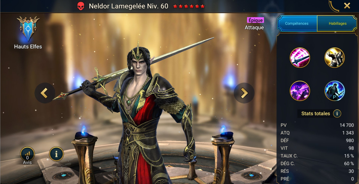 Guide to mastery, grace and artifacts on Neldor Lamegelée (Neldor Rimeblade) on RSL 