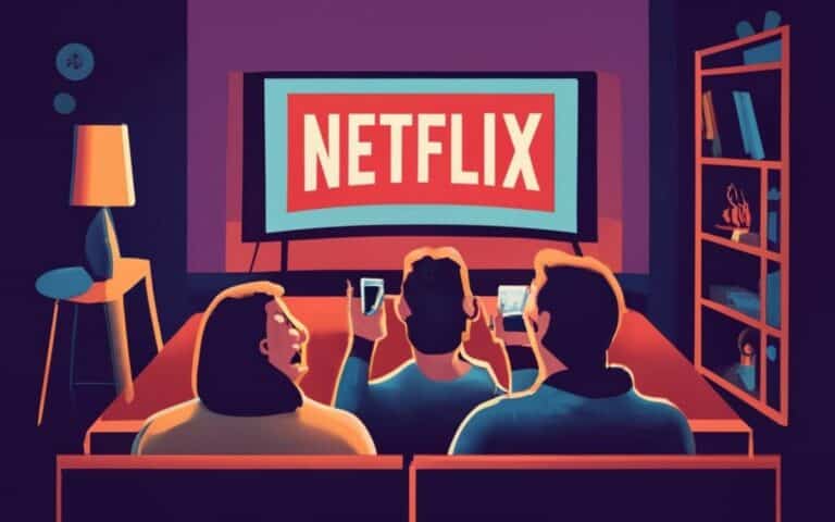 Illustration of a family around Netflix