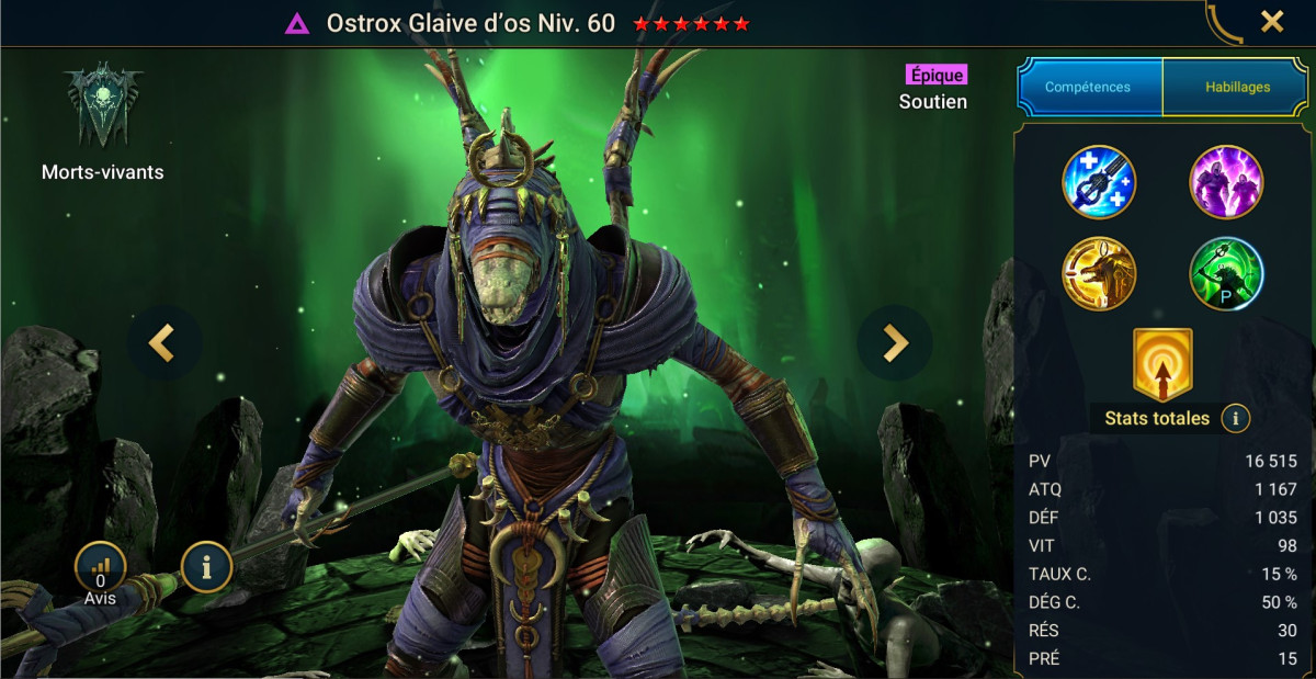 Guide to mastery, grace and artifacts on Ostrox Glaive d'os (Ostrox Boneglaive) on RSL 